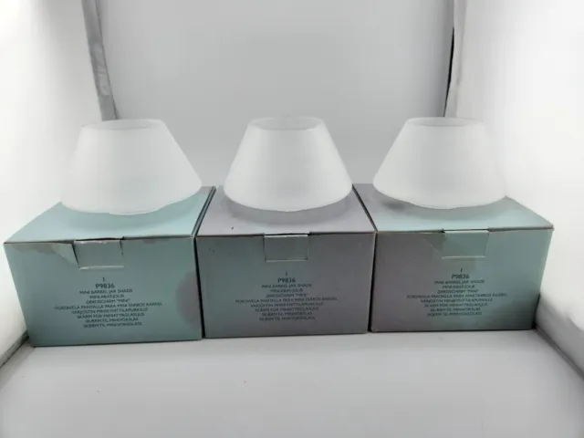 PartyLite Mini Barrel Candle Jar Shade Frosted Retired P12B&13C/P9836 Set of 3