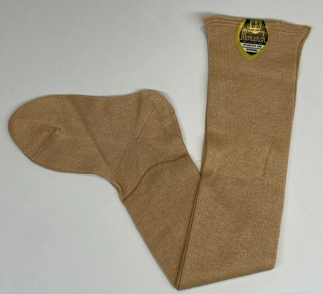 Vtg 1920-30s Era Childrens Knee High Socks Cotton Beige New Paper Label Size 5