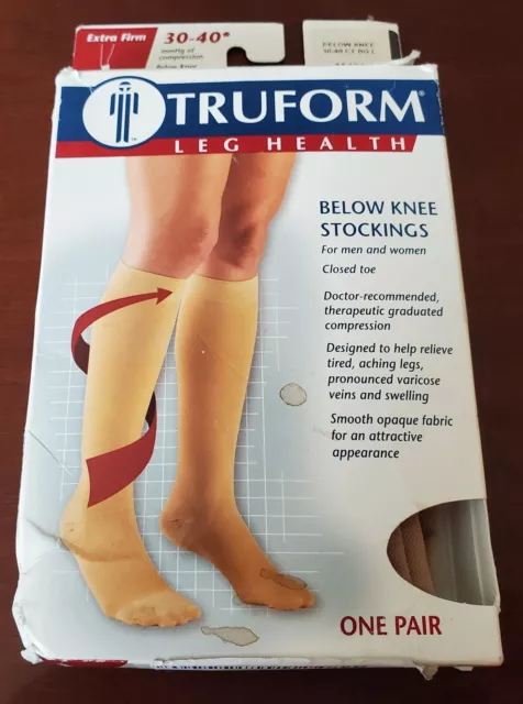 TruForm Leg Health~~Below Knee Stockings (Beige) 30-40* mmHg Closed Toe~~Medium