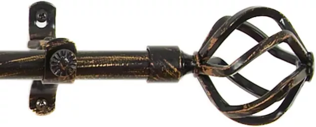 28 - 48 in ACHIM Metallo Avalon Black/Gold Decorative Rod & Finial 28"-48"