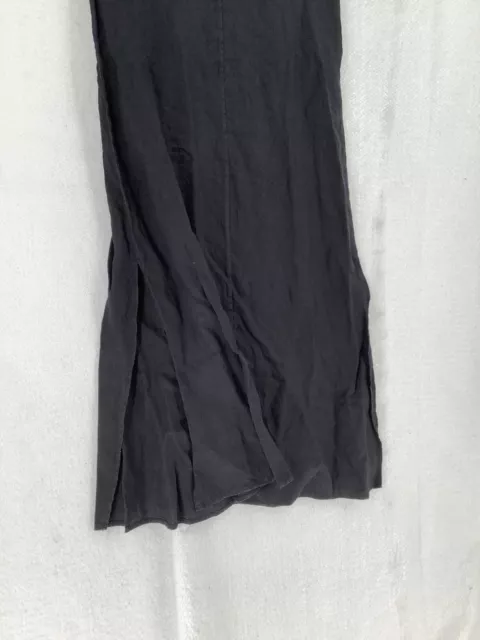 DKNY Pure Linen V-Neck Sleeveless Side Slit Hem Maxi Dress in Black Size XS 2