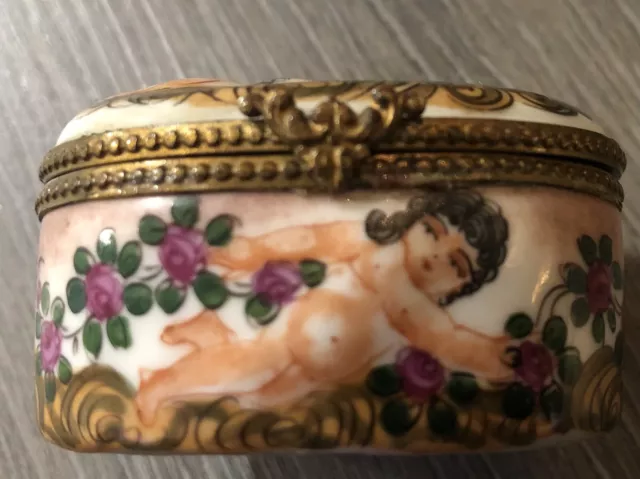 Antique Trinket Box Italian CapoDiMonti hand painted Ginori Jewelry 19th Century 3