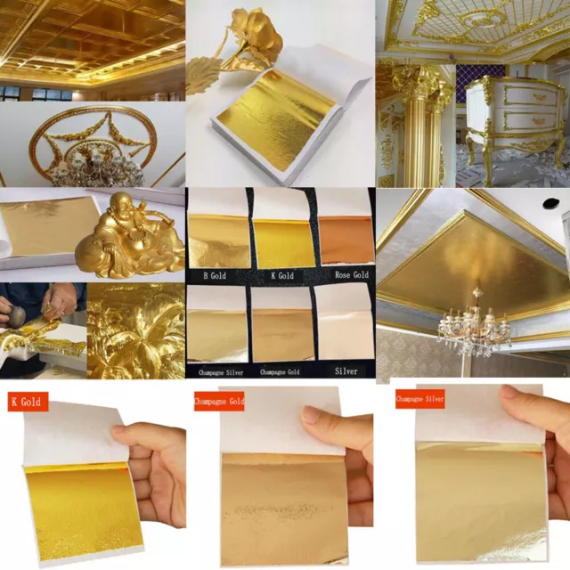 50-100 Hojas De Papel De Aluminio Imitación De Oro Plata Cobre Artesanías <