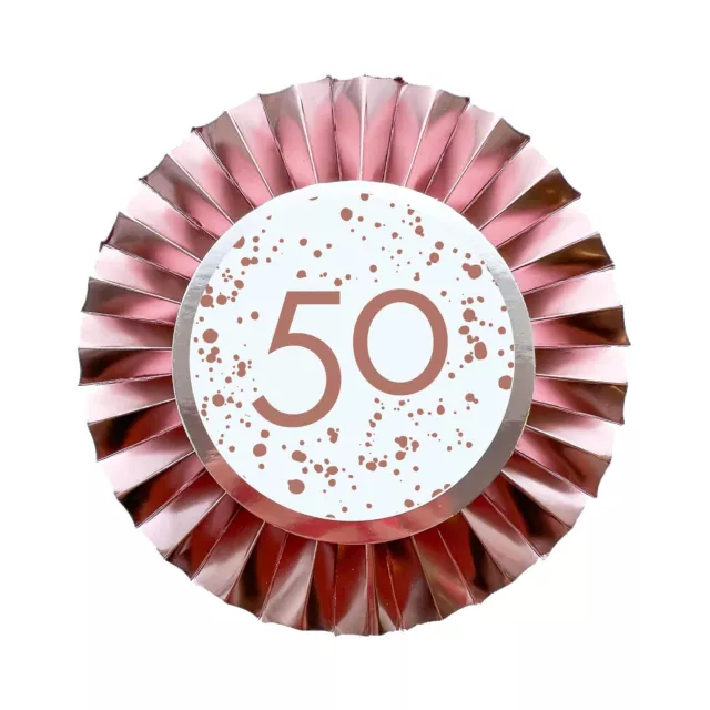 Oro Rosa '50' 50th Fiesta Cumpleaños Pin Insignia 12cm