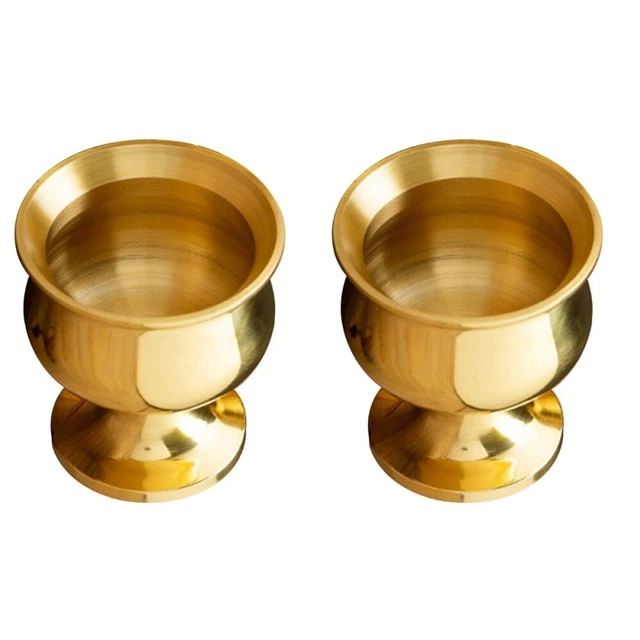 Set di 2 ciotole da tè tibetane in ottone offerta per altare