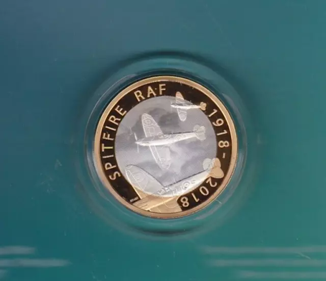 Boxed 2018 Royal Mint Piedfort Silver Proof Raf Centenary Spitfire £2 Coin.