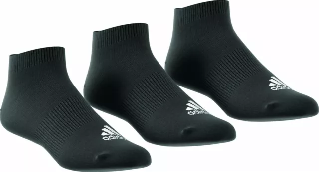 adidas Männer Damen Kinder Ankle Rib T 3er Pack Sportsocken Schwarz AA2312