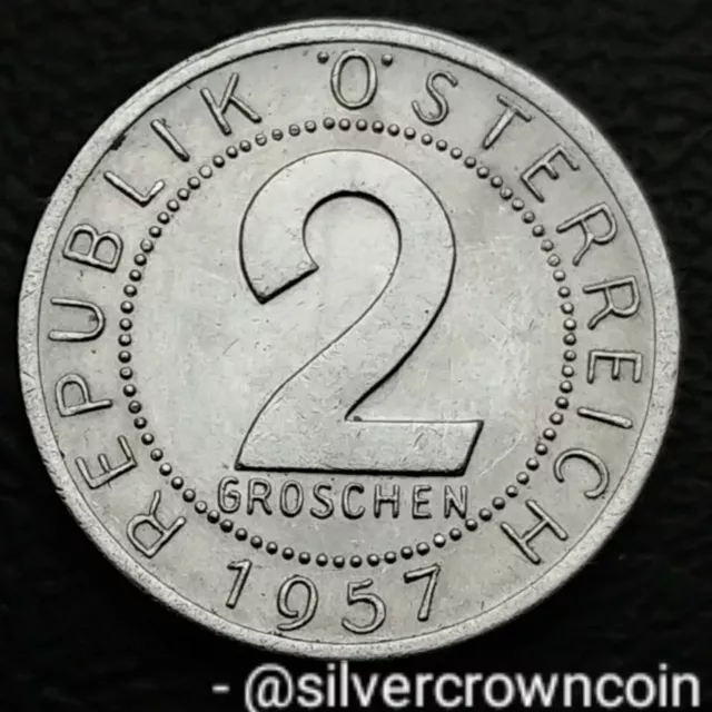 Austria 2 Groschen 1957. KM#2876. Two Cents coin. Eagle with Shield. H 2