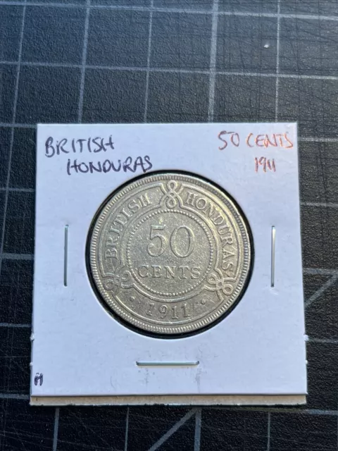 British Honduras Silver 50 Cents 1911