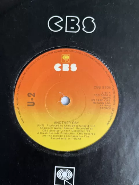 U2 -Another Day- Rare Irish 1st Pressing W/ UKTM  Rim Text + CBS Company Sleeve