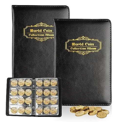 Album de Collection Pieces de Monnaie 120 Pochettes - 3x3cm de Rangements pou...