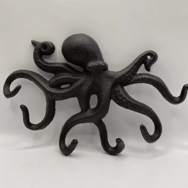 Octopus Cast Iron Wall Hook Key Rack Towel Hanger Beach House