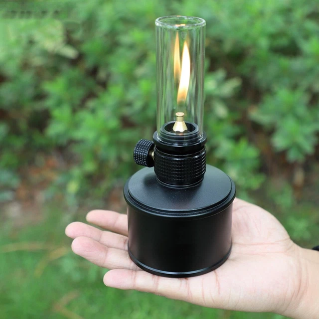Lanterne à Gaz Pour Camping - Flamme Réglable, Verre Résistant | Lampe Portable, Ambiance Randonnée, Lumière Chaleureuse