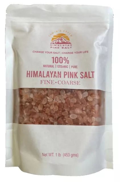 Samin's Arden Himalayan Pink Salt Coarse Grain, 84+ Trace Mineral 1 LBS Bag.