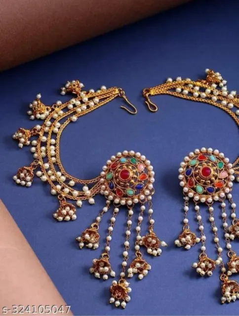 Indian Bollywood Style Bridal Earrings Ethnic Kundan Women Pearl Jhumka Jewelry