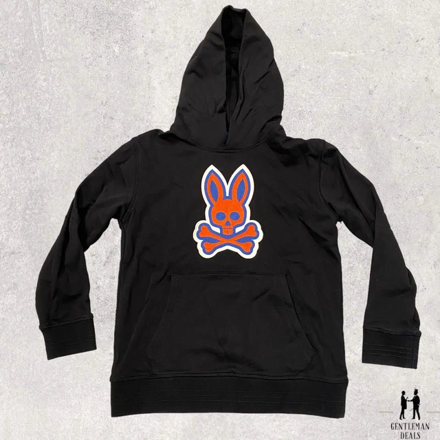 Psycho Bunny Drake Hoodie Jacket Boys Size Large 14/16 Black Orange $90 EUC