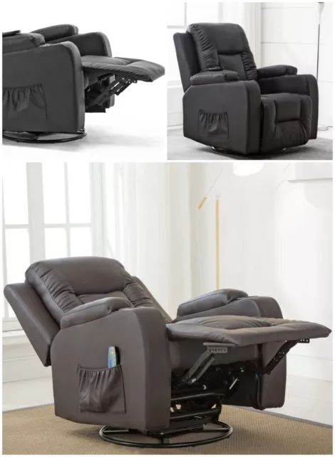 Leather Recliner Chair Rocker Heated Massage Ergonomic Swivel Cup Holders Leather Recliner Chair Rocker Heated Massage Ergonomic Swivel Cup Holders