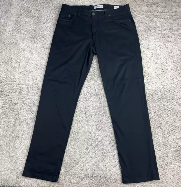 Brax Pants Mens 38x34 Cooper Fancy Cotton Silk Stretch Black Trousers Straight
