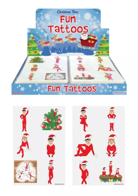 96 christmas elf temporary tattoos party bag loot pinata stocking filler reward