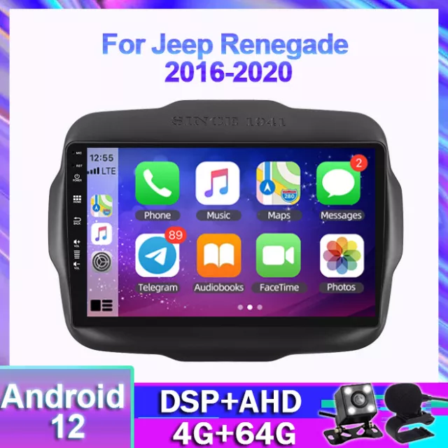 9" Autoradio Per Jeep Renegade 2015-2020 Android 12 CarPlay GPS Navi DSP 4G+64GB