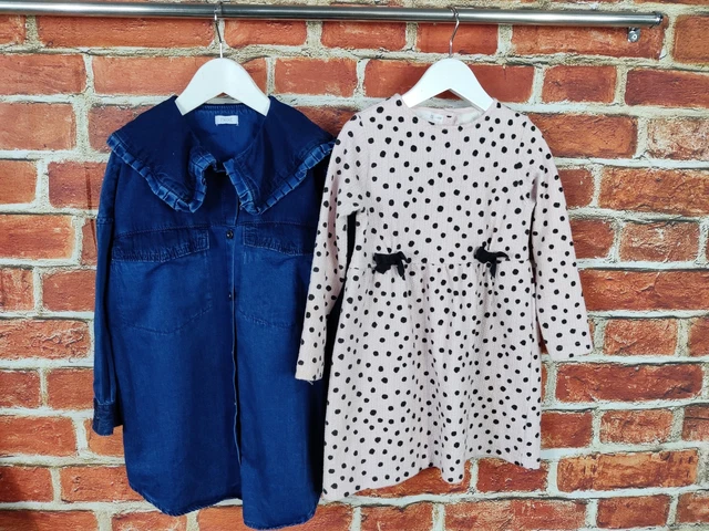 Girls Bundle Age 4-5 Years Next Zara Long Sleeve Dress Set Denim Polka Dot 110Cm