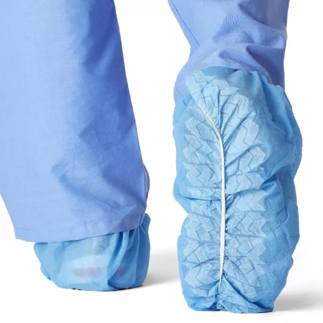 Medline Polypropylene Non-Skid Shoe Covers Non-Slip Regular/Large Blue (qty-100)