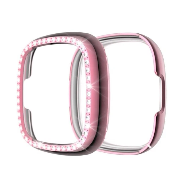 Double Row Rhinestone Decor TPU Case for Fitbit Versa 3/Sense - Pink