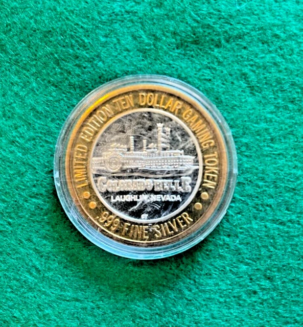 Limited Edition Colorado Belle Ten Dollar Gaming Token .999 Fine Silver Center