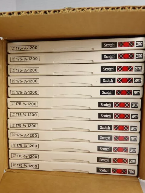 Vtg NOS Scotch 12  3M Reel To Reel Tapes 175-1/4-1200 Full Case Twelve Box Open