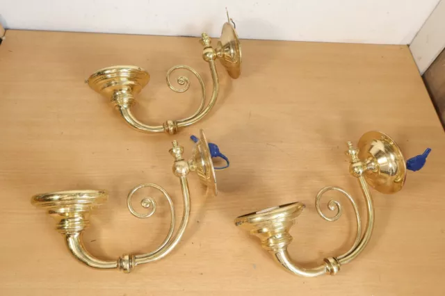 x3 Vintage Solid Brass Sconce Wall Light Single Arm Scroll Art Deco Style