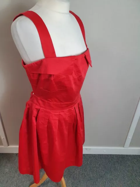 Asos Red Open Back Chunky Strap Skater Dress Womens Size 16 (Gg22) 2