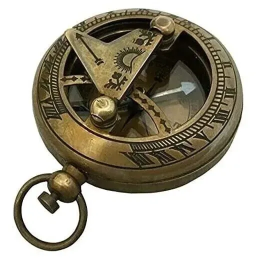 Solid Brass Sundial New Designed Compass Vintage Pocket Style Nautical Handmade