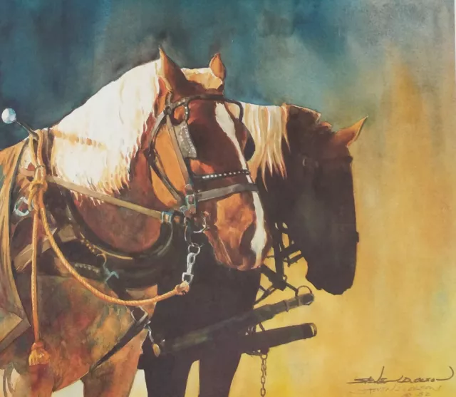 Belgian Draft Horses 13 x 11 signed art PRINT from original watercolor painting 