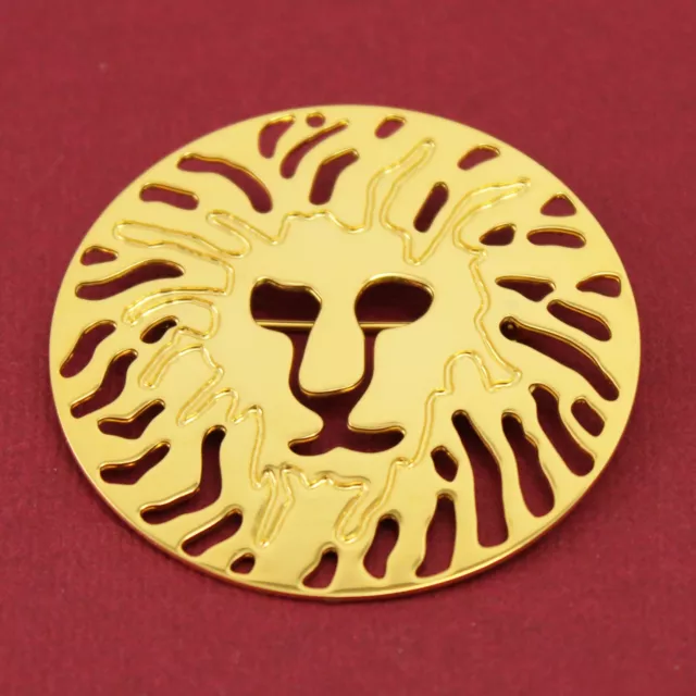 ANNE KLEIN SIGNATURE Lion Face Logo Open Work Round Gold Tone Pin ...