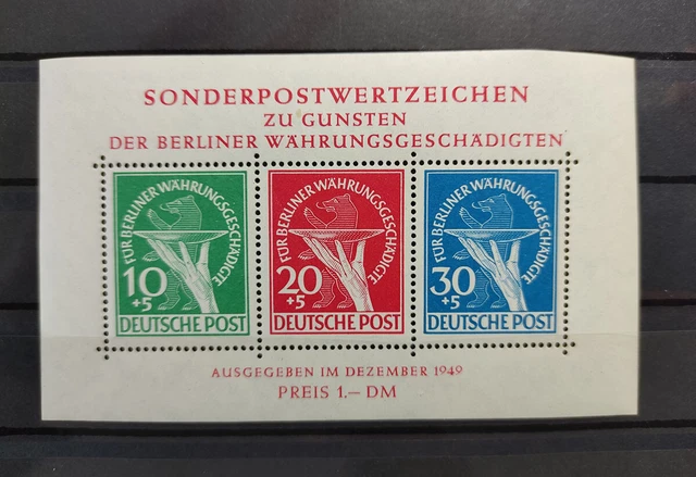 Berlin-Währungsgeschädigtenblock **, passende Blockmaße, wzg. Fleck bildseitig