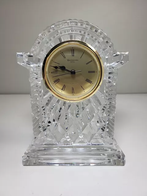 Waterford Crystal Gold Face Mantle Carriage Clock 7.25” Ireland