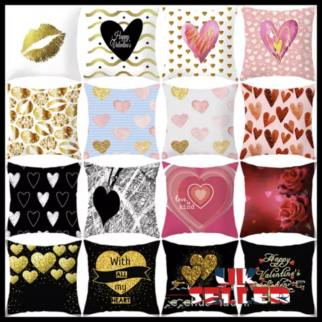 18" LOVE Valentine Pillows Case Sofa Car Waist Throw Cushion Cover Home Decor UK