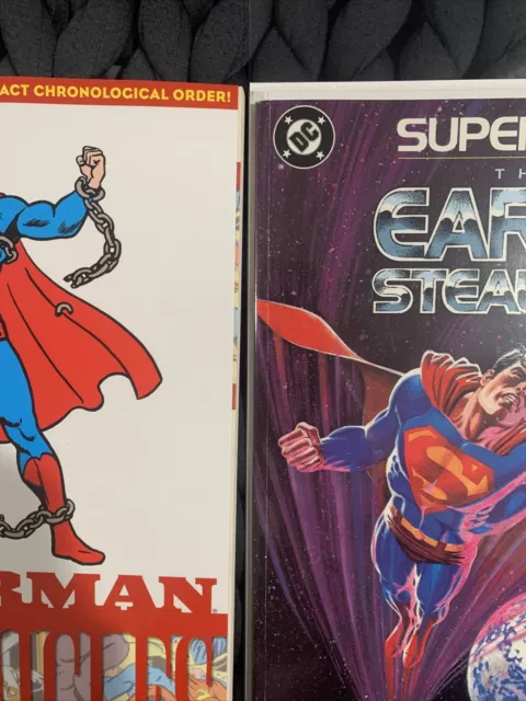 2 Book Superman TPB Lot: Chronicles 6 Jerry Siegel and Earth Stealers John Byrne 9