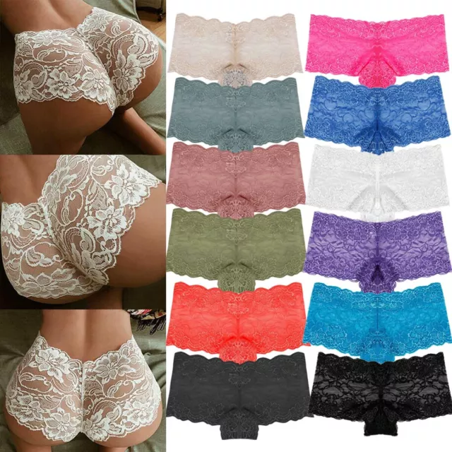 12 Pack Womens Sexy Sheer Full Lace French Knickers Ladies Boxers Briefs Shorts