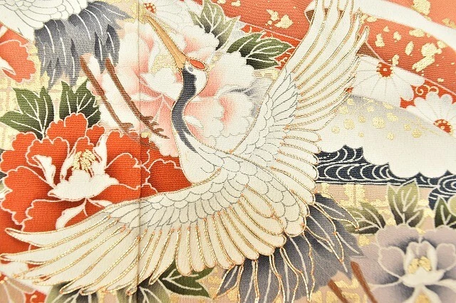 Japanese Kimono Vintage Silk Tomesode Wedding Gincoma Crane kimonomtfuji 3mt0233