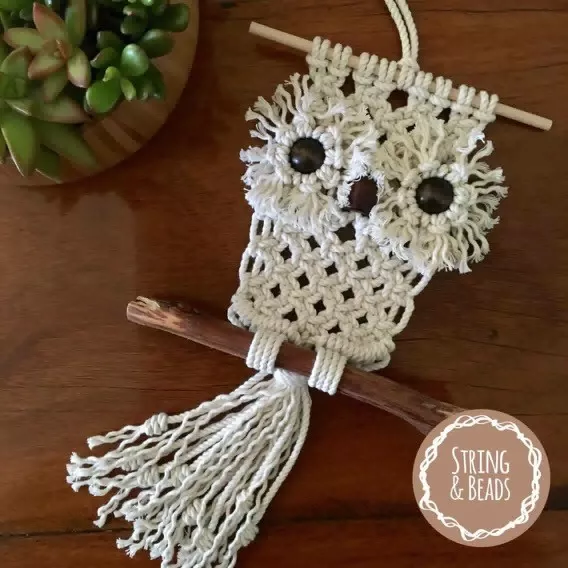 BABY OWL - DIY MACRAME * KIT * w. FREE BAG Gift Idea/Weave/Wall Decor/Rope/Cord