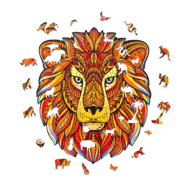 Wooden Jigsaw Puzzle for Adults Whimsy Pieces -  King Lion XL - 185 Pieces
