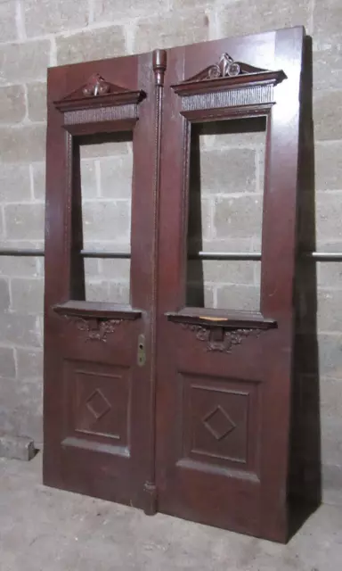 ~ Antique Carved Oak Double Entrance French Doors ~ 49.25 X 82.25 ~ Salvage