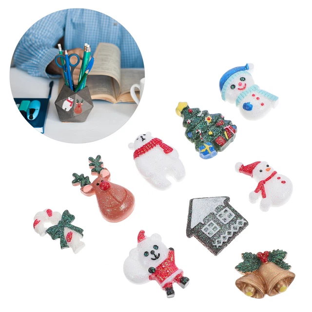 50 piezas miniatura tema de Navidad decoración teléfono adornos estuche lápiz