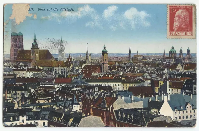 Munich Germany, Vintage Postcard, View of the Old Town, Istanbul-Erenkoy P. 1913