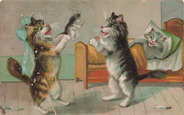 M. Boulanger Humorous Cats Series 122 from Raphael Tuck & Sons Antique Postcard