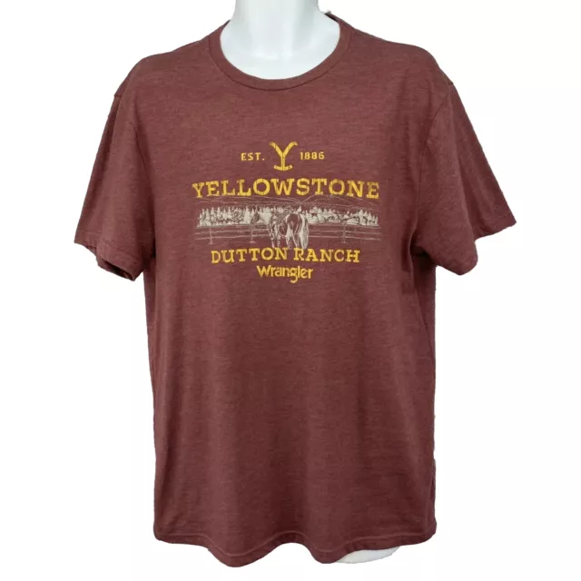 Yellowstone Dutton Ranch T Shirt/Men’s (L) Heather Maroon WRANGLER Cotton Blend