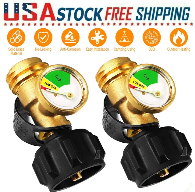 PROPANE TANK GAUGE Adapter RV Pressure Brass Gas Level Meter Grill BBQ