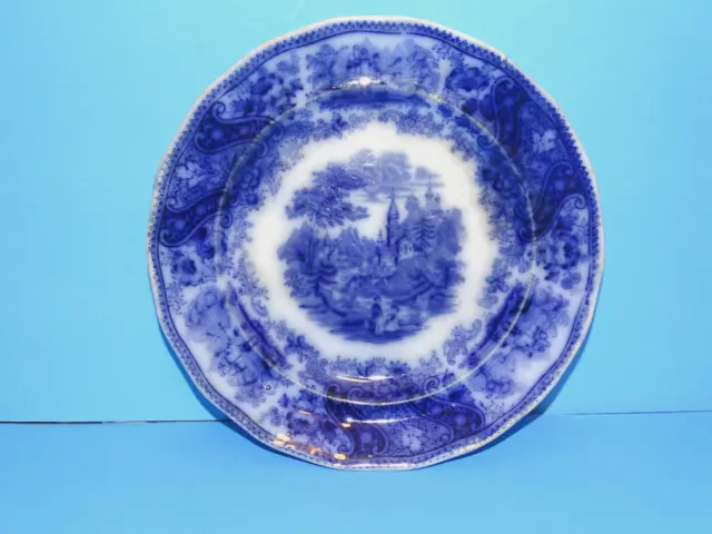 Antique Flow Blue Burgess and Leigh Middleport Nonpareil Salad Plate 7 3/4"