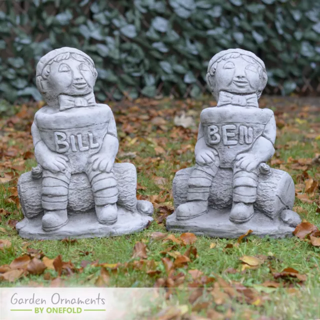 Bill And Ben The Flowerpot Men Hand Cast Stone Outdoor Garden Ornament Statue
